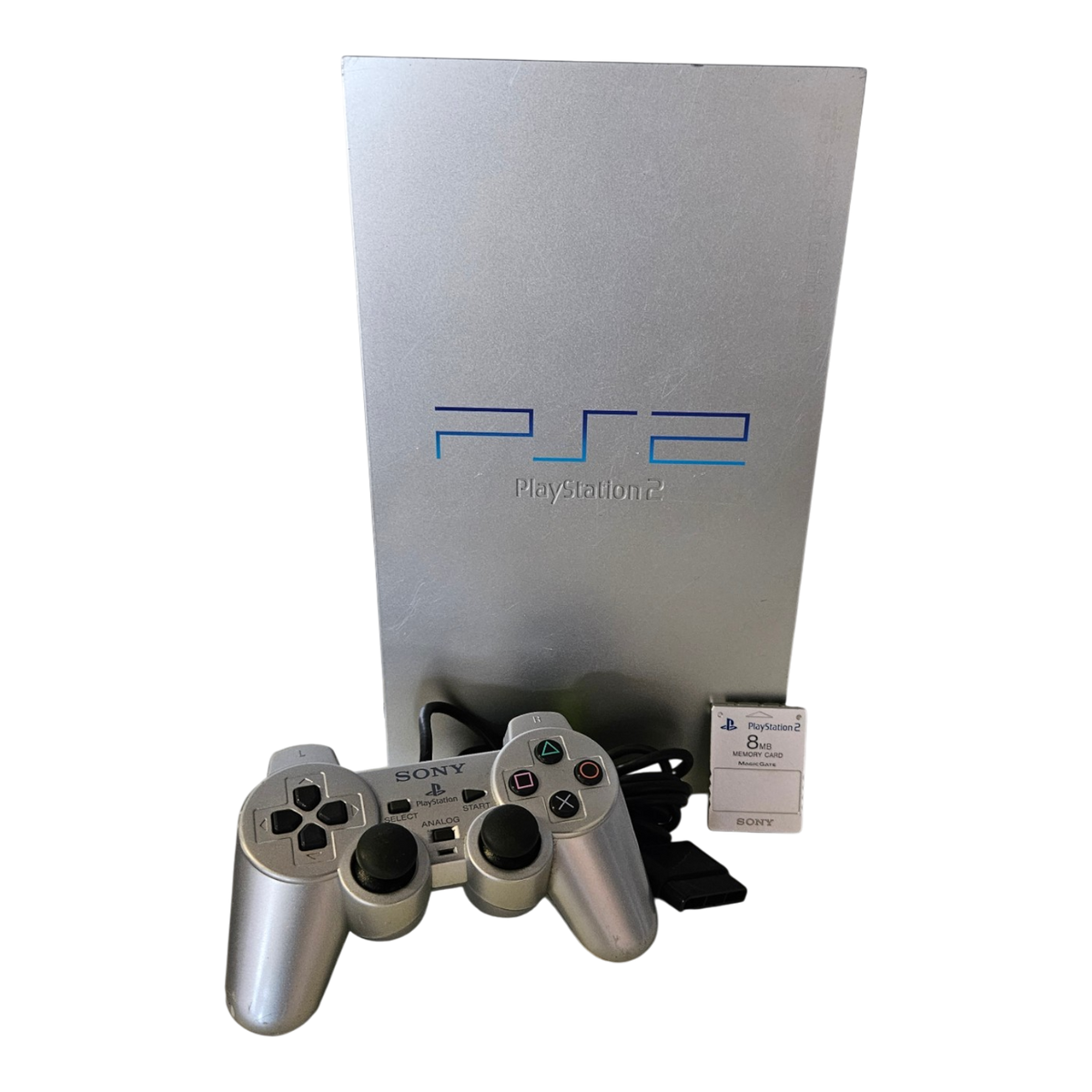 Playstation 2 Konsole / Silber/ FAT / Controller / Memory Card