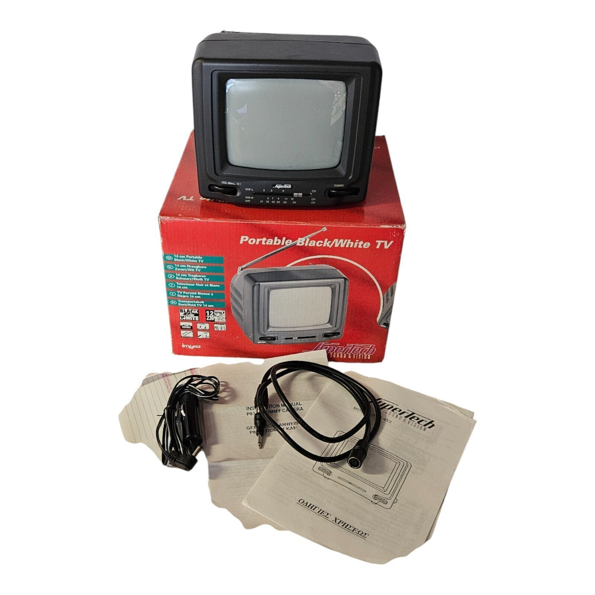 Portable Black & White TV - Tragbarer Schwarz / Weiß TV - Jupertech