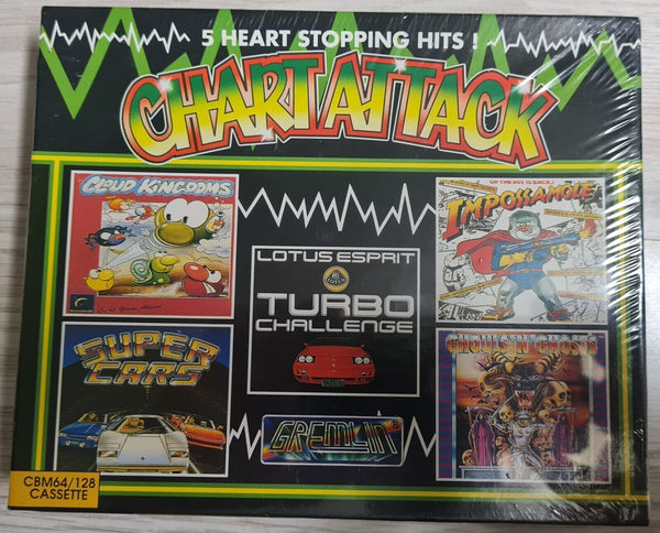 Chart Attack 5 Heart Stopping Hits - Commodore 64/128 Tape - NEU -