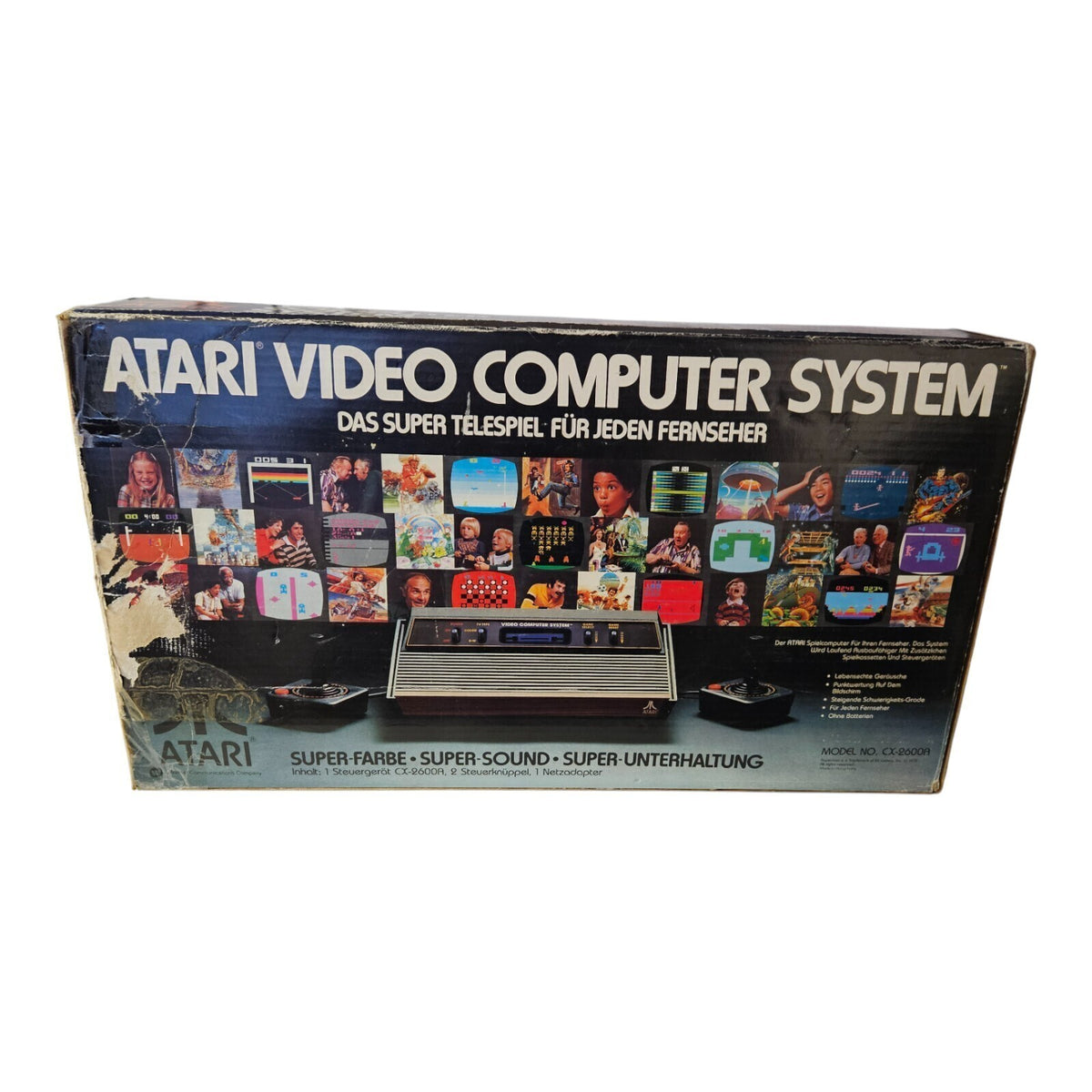 Atari 2600 Konsole / 4 Switch / Wood Design / Holz Design / 2 Controller + Spiel
