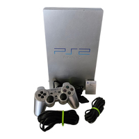 Playstation 2 Konsole / Silber/ FAT / Controller /  Memory Card