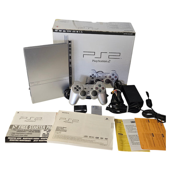 Playstation 2 / PS2 Konsole Slim - Silber mit 1 Controller - Memorycard - TOP