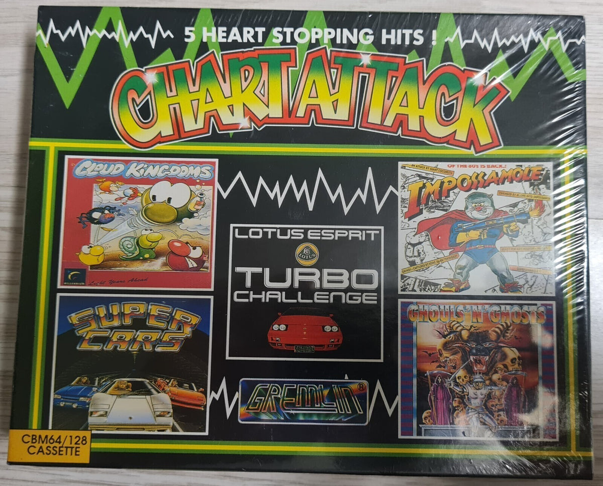 Chart Attack 5 Heart Stopping Hits - Commodore 64/128 Tape - NEU -