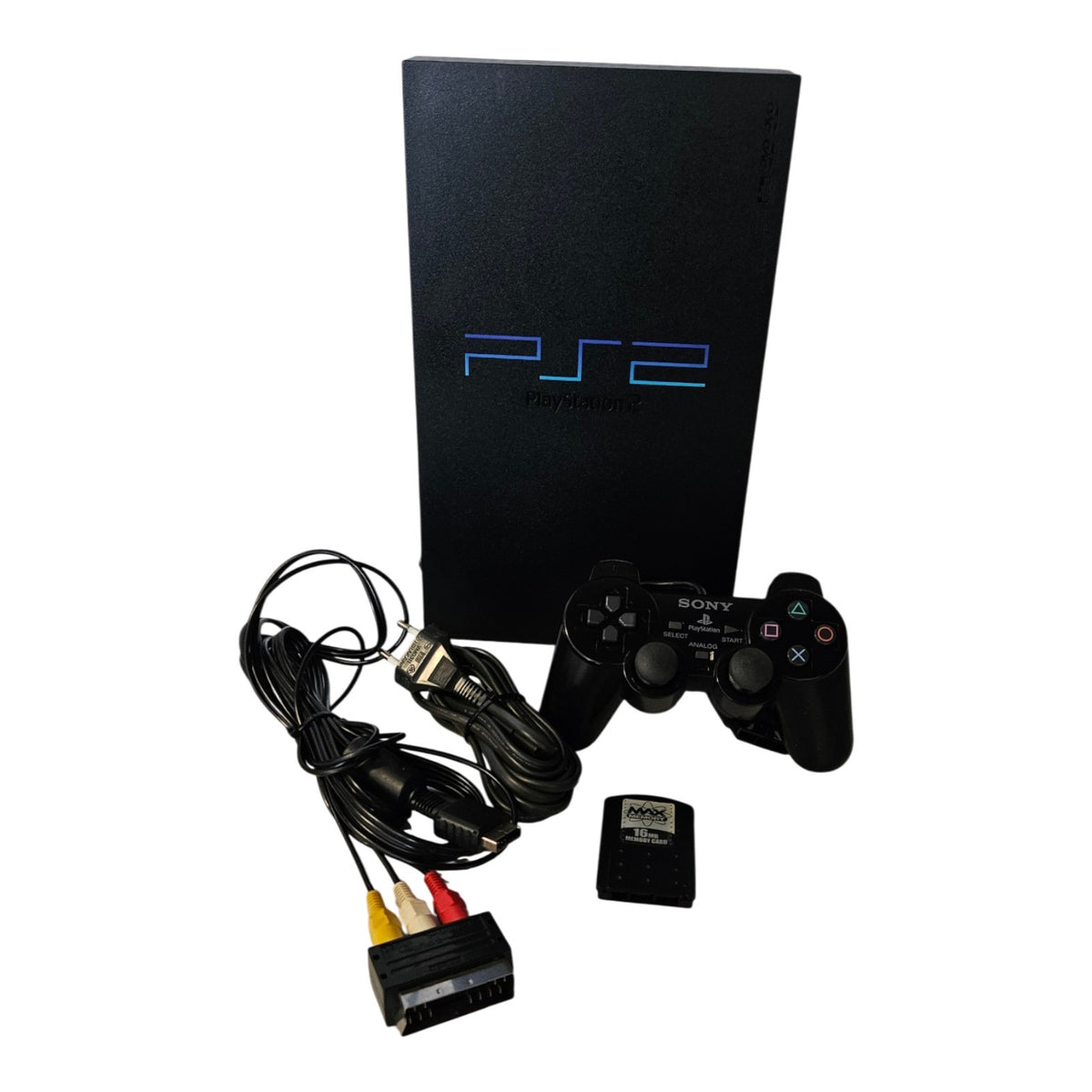 Playstation 2 Konsole / Schwarz / FAT / 2 Controller + Memory Card
