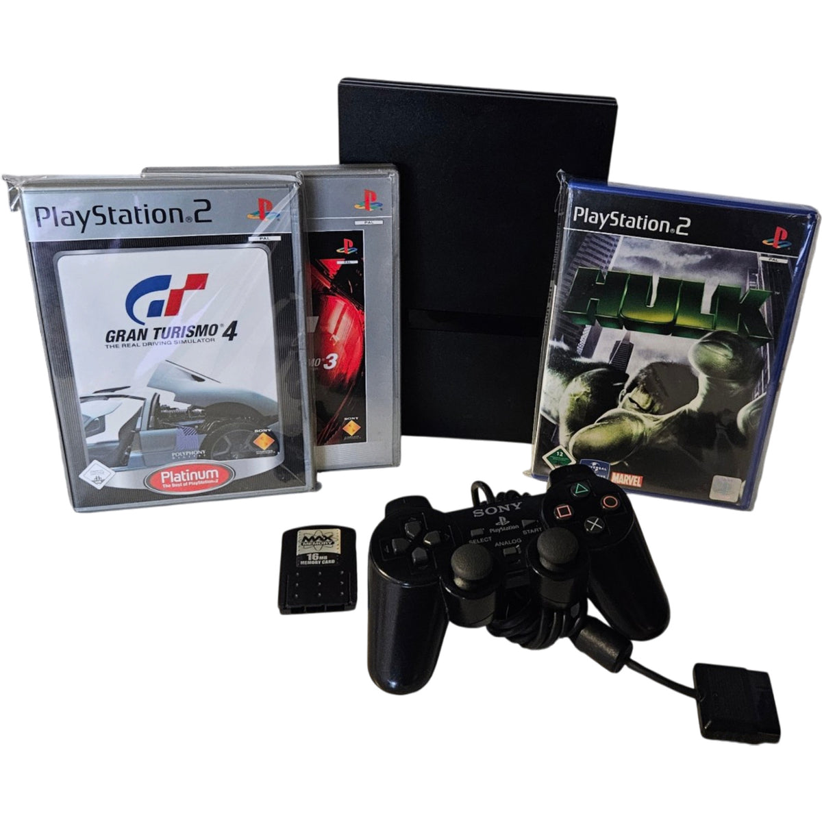 Playstation 2 Konsole / Schwarz / Slim / Controller / Spiele / Memorycard